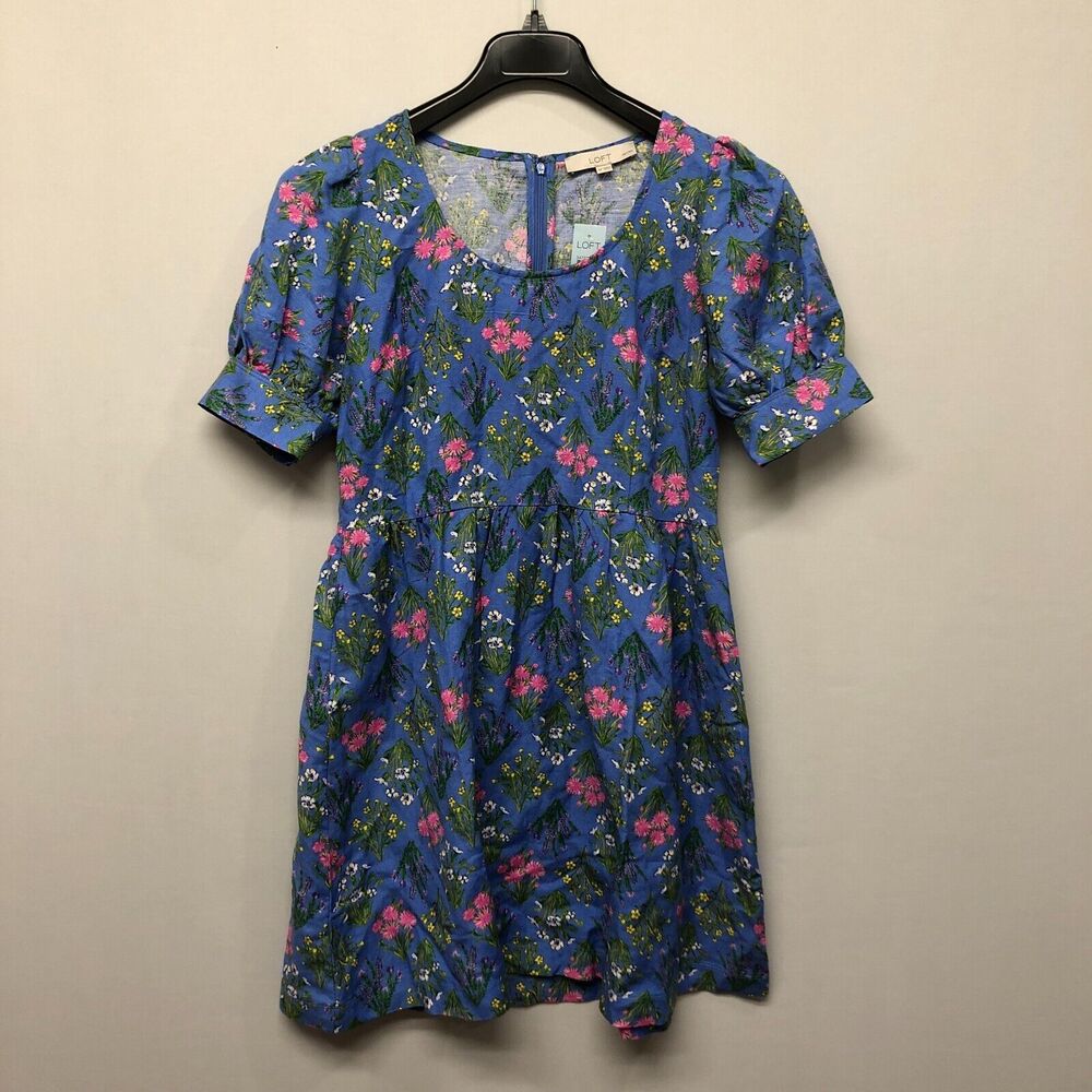 NWT Ann Taylor Loft Women Linen Blend Dress Size 6 Petite Floral M196 -3